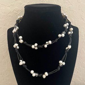 Artisan Pearl and Leather Necklace